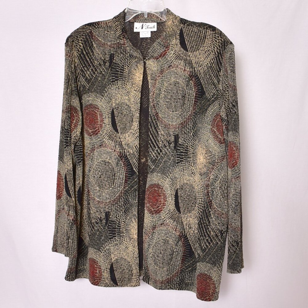 N Touch Women's Cardigan Top Button Fall Colors Size XL
